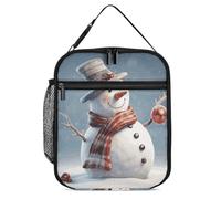 DWTJKMS Divertente borsa termica per il pranzo con pupazzo di neve, a prova di perdite, per uomini e donne, con manico, riutilizzabile, isolata, per ufficio, lavoro, picnic