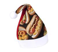 DWTJKMS Divertente cappello di Babbo Natale con hot dog in pelliccia classica cappello di Natale spesso cappello per feste di Natale con paillettes divertente cappello invernale per vacanze