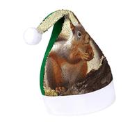 DWTJKMS Divertente cappello di Babbo Natale scoiattolo classico cappello di pelliccia cappello di Natale spesso cappello di Natale con paillettes divertente cappello invernale per vacanze