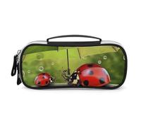 DWTJKMS Divertente coccinella che tiene ombrelli borsa per il trucco in pelle portatile piccolo organizzatore cosmetico impermeabile borse da toilette pennelli matite e accessori per il trucco da