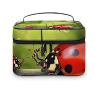 DWTJKMS Divertente coccinella che tiene ombrelli borsa per il trucco, organizer per cosmetici grande capacità portatile borse per trucco borse da viaggio da donna con manico e divisore
