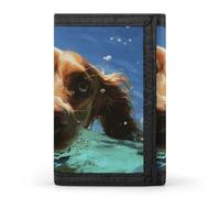 DWTJKMS Divertente portafoglio minimalista da uomo con cane che nuota portafoglio sottile a tre ante portafogli alla moda moderno portafoglio antifurto contiene carte e contanti