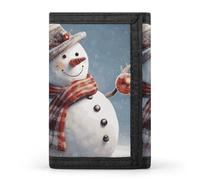 DWTJKMS Divertente portafoglio natalizio con pupazzo di neve minimalista da uomo sottile a tre ante portafogli alla moda moderno portafoglio antifurto contiene carte e contanti