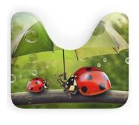 DWTJKMS Divertente tappetino da bagno a forma di coccinella che tiene ombrelli, tappetino da bagno ad asciugatura rapida, assorbente, resistente alle macchie, tappetino da bagno antiscivolo per base