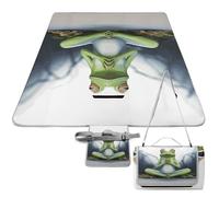 DWTJKMS Divertente tappetino da picnic a forma di rana da yoga, pieghevole, impermeabile, con borsa per tote, grande tappetino da picnic all'aperto, 147,3 x 147,3 cm, coperta da campeggio per spiaggia