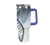 DWTJKMS DNA Chain Photo Bicchiere in acciaio inox da 1,18 l, a prova di perdite, grande capacità, tazza per auto con manico e cannuccia, a doppia parete, riutilizzabile, mantiene freddo o caldo, stile