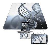 DWTJKMS DNA - Tappetino da picnic con catena, pieghevole, impermeabile, con borsa per la spesa, grande tappetino da picnic all'aperto, 147,3 x 147,3 cm, coperta da campeggio per spiaggia, parco