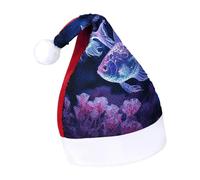DWTJKMS Due pesci blu cappello di Babbo Natale classico pelliccia cappello di Natale addensare cappello di Natale con paillettes divertente vacanza inverno Cap