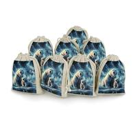 DWTJKMS Due sacchetti regalo con orsi polari, 8 pezzi, piccoli, portatili, con coulisse, riutilizzabili, in cotone e lino, per matrimoni, viaggi, ufficio, allenamento (unisex)