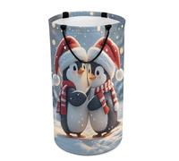 DWTJKMS Embracing Penguins, cesto portabiancheria pieghevole con manici per il trasporto, grande cesto portaoggetti per lavanderia, dormitorio, famiglia