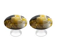 DWTJKMS Farfalla gialla con candele bianche maniglie per armadietti pomelli colorati per cassetti maniglie per cassetti adatte per comò, mobili da cucina, porte, armadi, cassetti