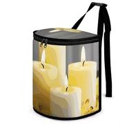DWTJKMS Farfalla gialla con candele bianche Pattumiera per auto con coperchio Grande capacità da appendere Pattumiera automatica a prova di perdite Impermeabile Cestino della spazzatura Auto Must
