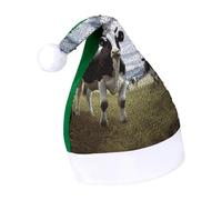 DWTJKMS Farm Cow Pictures Cappello di Babbo Natale Classico Pelliccia Cappello di Natale Addensare Cappello di Natale con Paillettes Divertente Vacanza Inverno