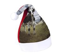 DWTJKMS Farm Cow Pictures Cappello di Babbo Natale Classico Pelliccia Cappello di Natale Addensare Cappello di Natale con Paillettes Divertente Vacanza Inverno