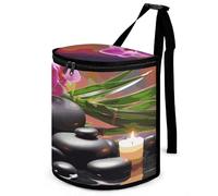 DWTJKMS Fiori in fontana Massaggio Pietre Cestino Auto con Coperchio Grande Capacità Appeso Auto Pattumiera A Prova di Perdita Impermeabile Pattumiera Auto Must Haves Accessori Interni