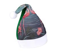 DWTJKMS Flock of Tropical Flamingos Santa Hat Classic Fur Cappello di Natale Addensare Natale Party Hat con Paillettes Divertente Vacanza Inverno Cap
