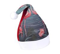 DWTJKMS Flock of Tropical Flamingos Santa Hat Classic Fur Cappello di Natale Addensare Natale Party Hat con Paillettes Divertente Vacanza Inverno Cap