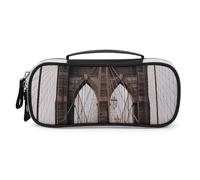 DWTJKMS Foto di Brooklyn Bridge Borsa di Trucco In Pelle Portatile Piccolo Organizzatore Cosmetico Impermeabile Borse Da Toilette Pennelli Matite E Viaggio Make Up Accessori