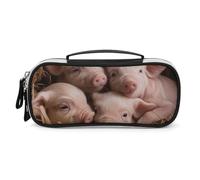 DWTJKMS Four Little Pigs Borsa per il trucco in pelle Portatile Piccolo Organizzatore Cosmetico Impermeabile Borse Da Toilette Pennelli Matite E Viaggio Trucco Accessori