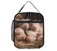 DWTJKMS Four Little Pigs, borsa termica per il pranzo, a prova di perdite, per uomini e donne, con manico, riutilizzabile, isolata, per ufficio, lavoro, picnic