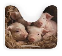 DWTJKMS Four Little Pigs - Tappetino da bagno a forma di U, ad asciugatura rapida, assorbente, resistente alle macchie, antiscivolo, per base WC ovale