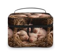 DWTJKMS Four Little Pigs - Trousse per trucchi, organizer per cosmetici, grande capacità, portatile, da donna, con manico e divisore