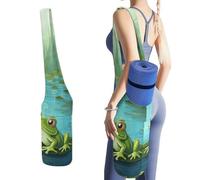 DWTJKMS Frog in a Pond, borsa per tappetino da yoga, in tela resistente, con tasca per bottiglia d'acqua e borsa per bagnata inferiore, adatta alla maggior parte dei tappetini da yoga