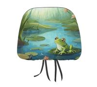 DWTJKMS Frog in A Pond, copri poggiatesta per auto, regolabile, riutilizzabile, accessorio per interni auto, in stile vintage, per poggiatesta auto, 2 pezzi, per la maggior parte delle auto