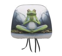 DWTJKMS Funny Yoga Frog - Set di 2 copri poggiatesta per auto, regolabili, riutilizzabili, accessori per interni auto, stile vintage, per la maggior parte delle auto