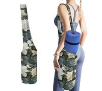 DWTJKMS Gardenia - Borsa per tappetino da yoga con fiori e uccelli, in tela resistente, con tasca per bottiglia d'acqua e tasca inferiore bagnata, adatta alla maggior parte dei tappetini da yoga