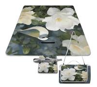 DWTJKMS Gardenia - Tappetino da picnic con fiori e uccelli, pieghevole, impermeabile, con borsa per la spesa, grande tappetino da picnic all'aperto, 147,3 x 147,3 cm, coperta da campeggio per spiaggia