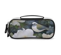 DWTJKMS Gardenia - Trousse in pelle con fiori e uccelli, portatile, piccola trousse per cosmetici, impermeabile, per pennelli e matite e accessori per il trucco da viaggio