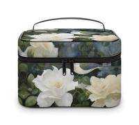 DWTJKMS Gardenia - Trousse per trucchi con fiori e uccelli, organizer per cosmetici, grande capacità, portatile, da donna, con manico e divisore