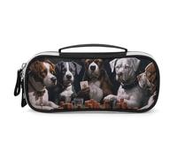 DWTJKMS Giocare Poker Cani Borsa di Trucco In Pelle Portatile Piccolo Organizzatore Cosmetico Impermeabile Toiletry Borse Pennelli Matite E Viaggio Trucco Accessori