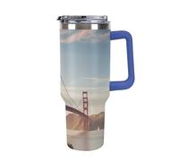 DWTJKMS Golden Gate Bridge - Bicchiere in acciaio inox da 1,18 l, a prova di perdite, grande capacità, con manico, cannuccia a doppia parete, isolamento sottovuoto, riutilizzabile, mantiene freddo o