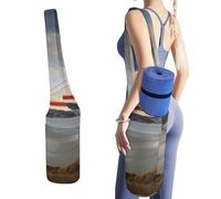 DWTJKMS Golden Gate Bridge, borsa per tappetino da yoga in tela resistente, con tasca per bottiglia d'acqua e borsa bagnata inferiore, adatta alla maggior parte dei tappetini da yoga