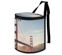 DWTJKMS Golden Gate Bridge Cestino per auto con coperchio Grande capacità Appeso Pattumiera automatica a prova di perdite Impermeabile Cestino della spazzatura Auto Must Haves Accessori per interni
