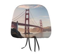 DWTJKMS Golden Gate Bridge - Copertura per poggiatesta auto, regolabile, riutilizzabile, accessorio per interni auto, stile vintage, per la maggior parte delle auto
