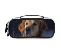 DWTJKMS Golden Retriever Borsa di Trucco In Pelle Portatile Piccolo Organizzatore Cosmetico Impermeabile Borse Da Toilette Pennelli Matite E Viaggio Trucco Accessori