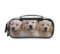 DWTJKMS Golden Retriever Cuccioli Borsa di Trucco In Pelle Portatile Piccolo Organizzatore Cosmetico Impermeabile Borse Da Toilette Pennelli Matite E Viaggio Trucco Accessori