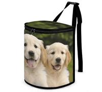 DWTJKMS Golden Retriever Cuccioli Pattumiera per auto con coperchio Grande Capacità Appeso Pattumiera Auto a prova di perdite Impermeabile Cestino della spazzatura Auto Must Haves Accessori interni