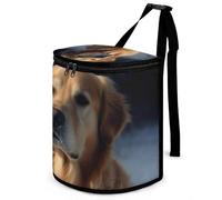 DWTJKMS Golden Retriever Pattumiera per auto con coperchio Grande capacità Appeso Pattumiera automatica a prova di perdite Impermeabile Cestino della spazzatura Auto Must Haves Accessori per interni