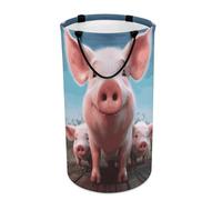 DWTJKMS Grazioso cesto portabiancheria a forma di famiglia di animali, pieghevole, con manici per il trasporto, grande cesto portaoggetti per lavanderia, dormitorio, famiglia