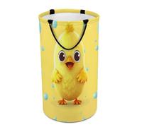 DWTJKMS Grazioso cesto portabiancheria giallo a forma di pollo, pieghevole, con manici per il trasporto, grande cesto portaoggetti per lavanderia, dormitorio, famiglia