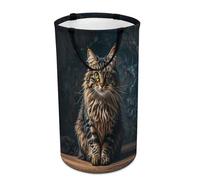 DWTJKMS Grazioso e grazioso cesto portabiancheria a forma di gatto, pieghevole, con manici per il trasporto, grande cesto portaoggetti per lavanderia, dormitorio, famiglia