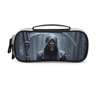 DWTJKMS Grim Reaper Borsa per il trucco in pelle Portatile Piccolo Organizzatore Cosmetico Impermeabile Borse da toeletta Pennelli Matite E Viaggio Trucco Accessori