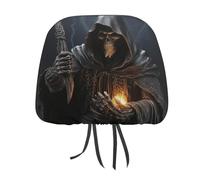 DWTJKMS Grim Reaper - Copertura per poggiatesta auto, regolabile, riutilizzabile, accessorio per interni auto, stile vintage, per la maggior parte delle auto, 1 pezzo