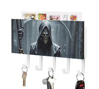 DWTJKMS Grim Reaper Portachiavi da parete, stile fattoria, montaggio a parete con 5 ganci, decorazione da parete per ingresso o atrio, 18 cm di larghezza x 4,3 cm di altezza