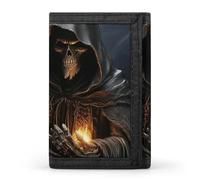 DWTJKMS Grim Reaper Portafoglio minimalista da uomo sottile a tre ante portafogli alla moda moderno portafoglio antifurto per carte e contanti