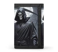 DWTJKMS Grim Reaper Portafoglio minimalista da uomo sottile a tre ante portafogli alla moda moderno portafoglio antifurto per carte e contanti